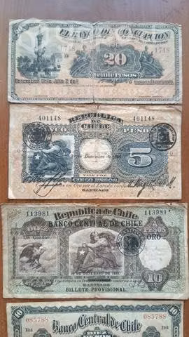 Billetes antiguos nacionales de 20, 5, 10, 1 PESOS