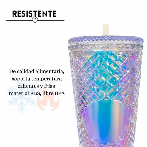 Vaso Térmico Plateado Morado Tornasol