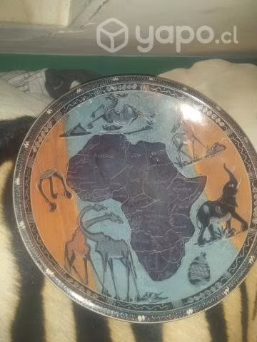 Antiguo plato de cerámica mapa áfrica original - Imagen 3