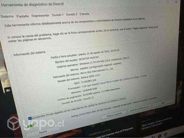 Notebook Gamer MSI KATANA GTX 1650 i5 11th - Imagen 4