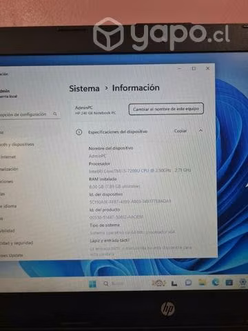Notebook HP i5 7ma 8 GB 240 Gb SSD - Imagen 3