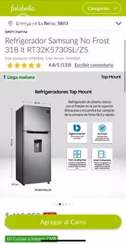 Refrigerador Samsung No Frost 318 lts