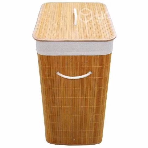 Cesto de ropa rectangular bambú natural