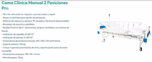 Cama clínica con colchón