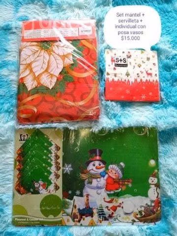 Set mantel + individual y servilleta de navidad