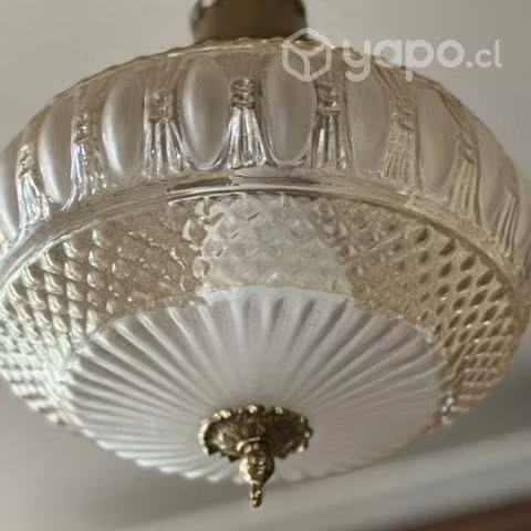 Lámpara antigua cristal y bronce impecable - Imagen 3