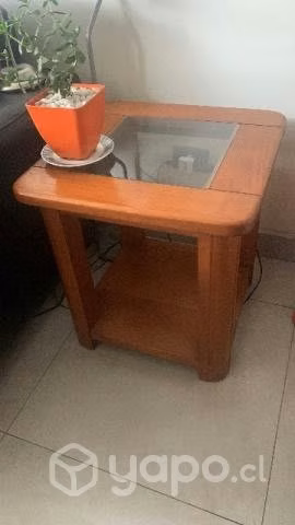 Mesa lateral madera-vidrio 50x50 x 53 alto