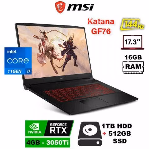 Notebook Gamer MSI Katana GF76 11UD, 17,3 Pulgadas