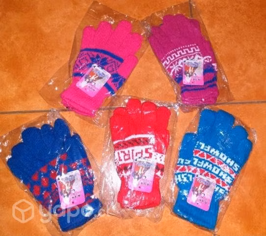 Lote 5 pares de guantes coloridos de lana
