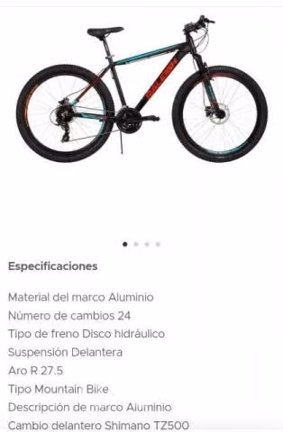 Bicicleta Mountain bike aro 27 y medio
