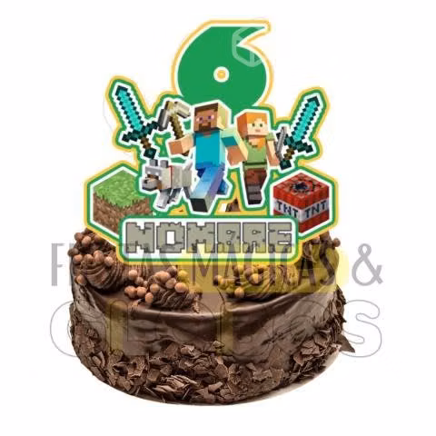 Kit Imprimible de Toppercake Minecraft 3d Editable