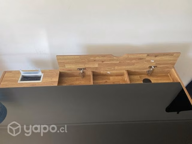 Escritorio de oficina de hierro madera y vidrio