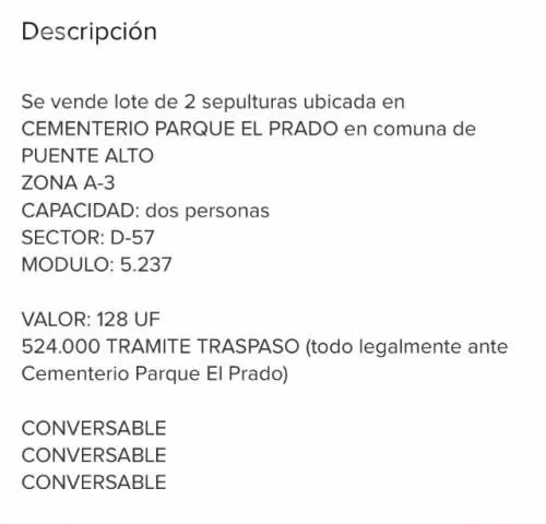 Lote sepulturas cementerio El Prado - Imagen 4