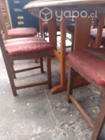 Juego de comedor de madera con seis sillas en buen - Imagen 3