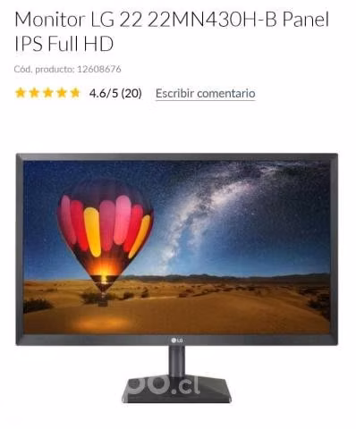 Monitor Gamer LG 22mn430h Led 21.5 Negro 100v/240v