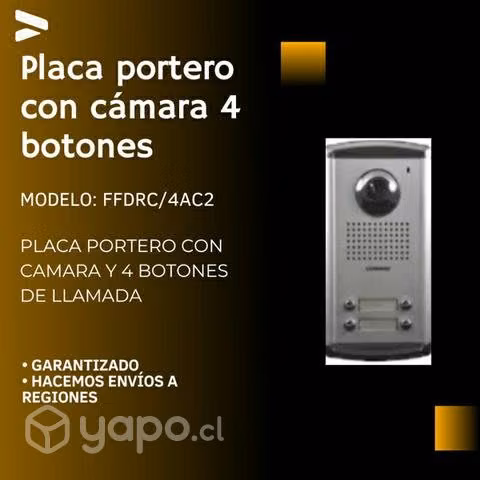 Placa portero con cámara 4 botones de llamada