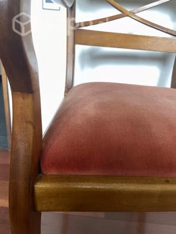 2 sillas madera con terciopelo rojo - Imagen 3