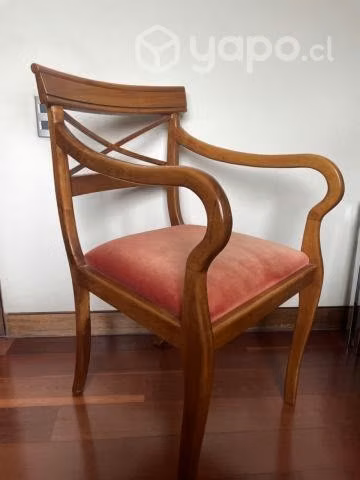 2 sillas madera con terciopelo rojo - Imagen 2