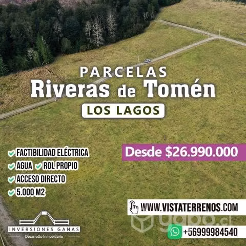 Parcela 5.000 mts en los lagos, región de los ríos
