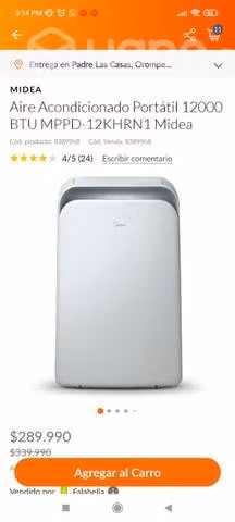 Aire acondicionado Midea 12 BTU casi nuevo