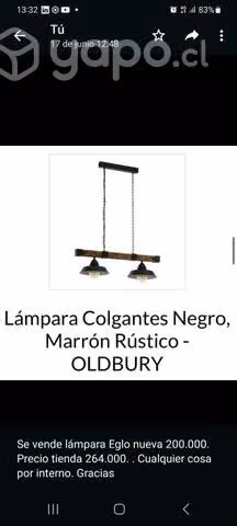 Lámpara colgante negro, marrón, marca Eglo