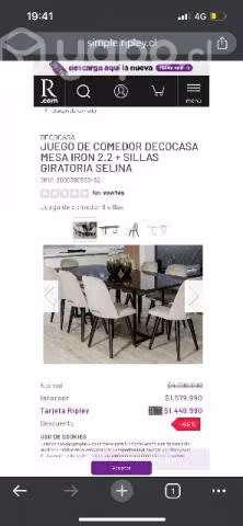 Comedor 6 sillas giratorias