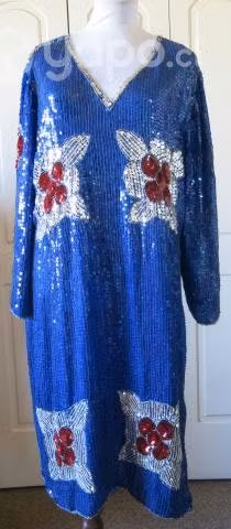 Vestido Lentejuelas Azulino con Plateado