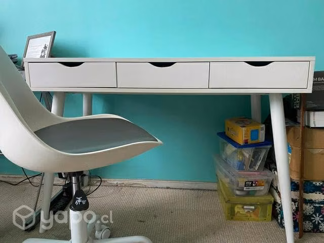 Escritorio blanco tres cajones + silla - Imagen 2