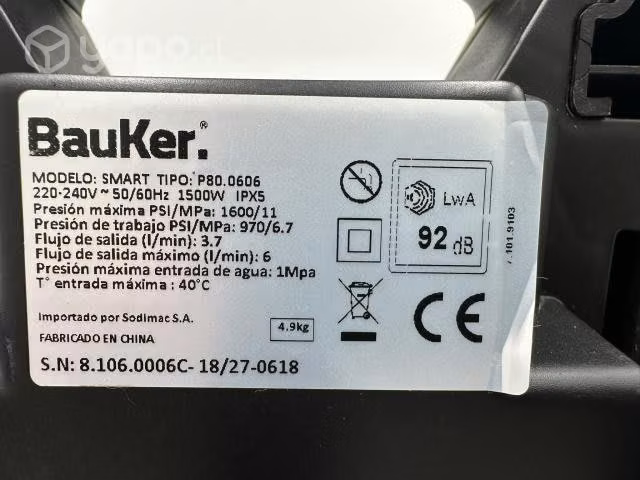 Hidrolavadora Eléctrica 1.500 W 110 Bar BAUKER