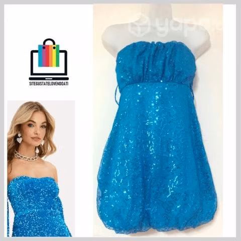 Vestido de Fiesta Strapless Lentejuelas Brillante