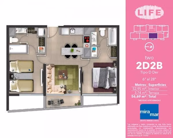 Vendo Derechos Dpto LIFE 2D + 2B + 1Bo +1E