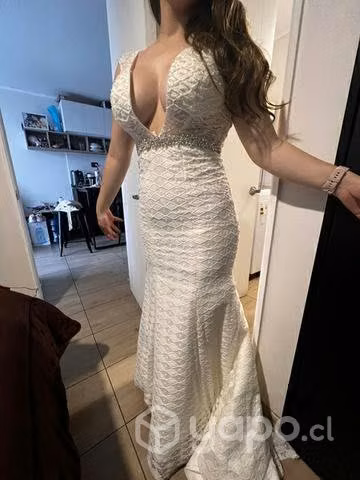 Vestido de novia blanco sirena con cola nuevo tall