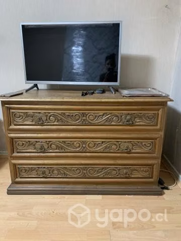 Juego dormitorio cama 2 plazas, 2 veladores,cómoda
