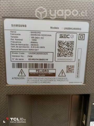 Smart TV Samsung 55", pantalla rota