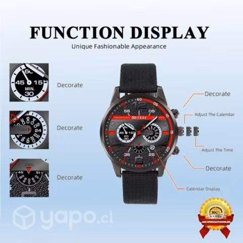 Reloj Con Calendario Incluyen Collar Y Pulsera