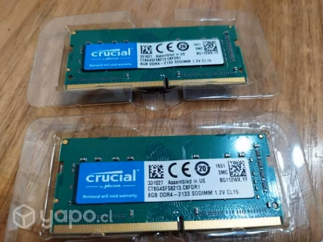 2 Memorias ram de 8GB marca Crucial - Imagen 2