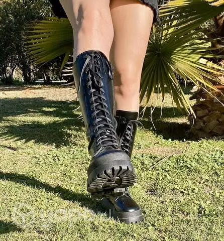 Botas negras caña alta mujer rockeras talla 36