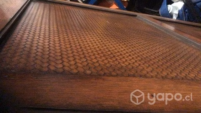 Mesa de centro de madera con cubierta de cuero - Imagen 4