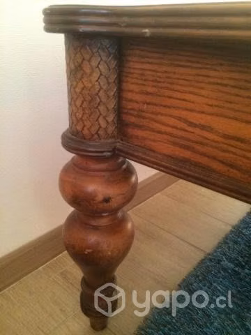 Mesa de centro de madera con cubierta de cuero - Imagen 3