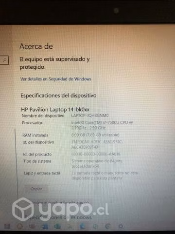 HP Notebook 14 IntelCore i7 7500U RAM 8