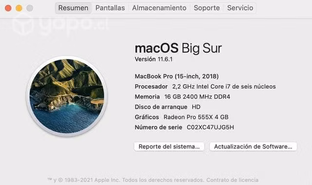 Macbook Pro 15 2018 - Impecable - Muy bien cuidad - Imagen 2