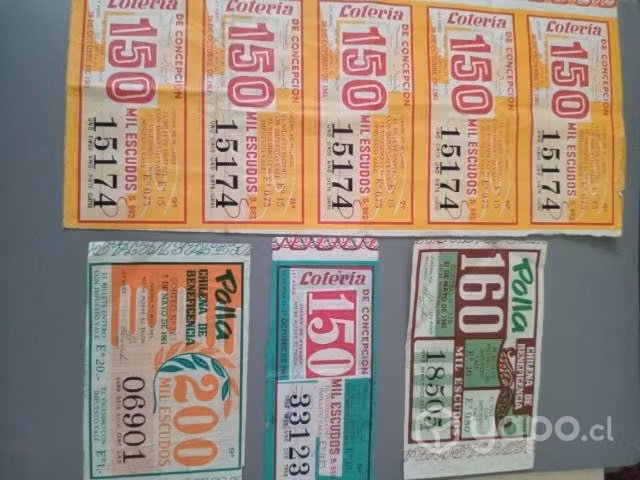Antiguos boletos de Loteria y Polla