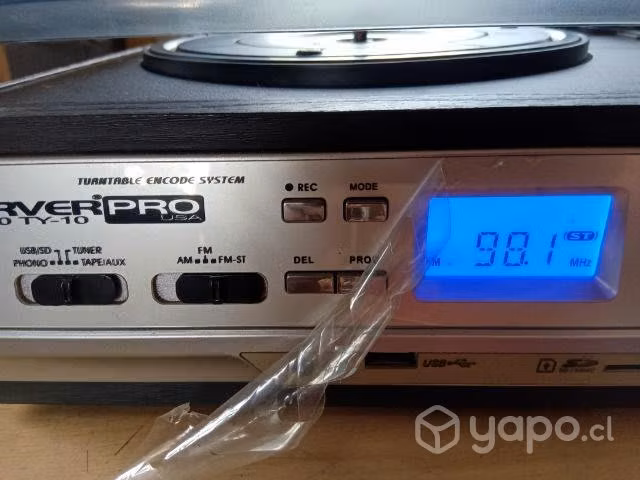 Tocadiscos cassettes USB radio parlantes tarj.SD