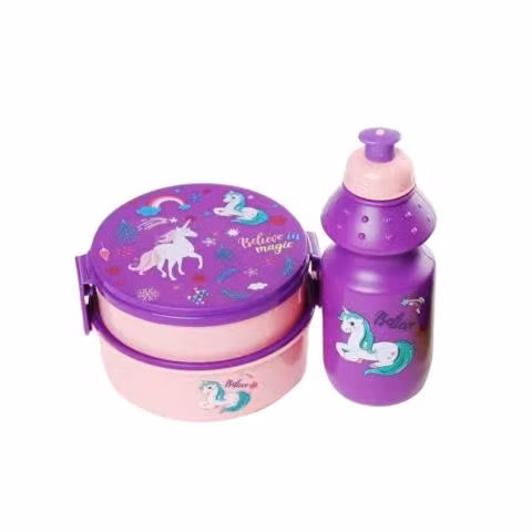 Set Rosa Infantil De Colación 2 en 1 + Botella GD