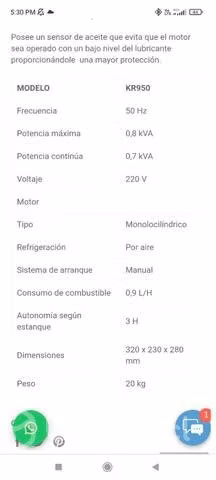 Generador krafter KR950