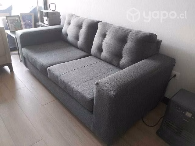 Sofa tres cuerpos seminuevo gris - Imagen 3