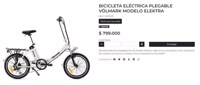 Bicicleta eléctrica plegable Volmark Elektra