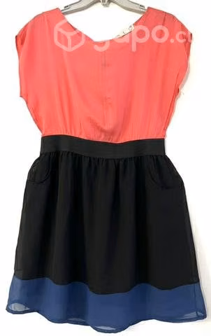 Vestido Marca Mor Talla L Rosado Negro Y Azul