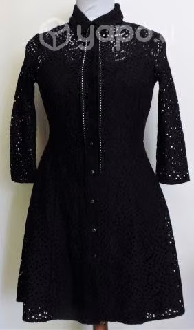 Vestido Mango Negro Encaje Nuevo - Imagen 2