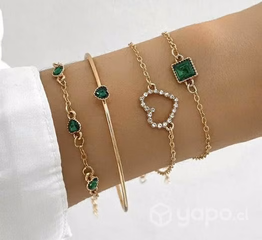 Set pulsera esmeralda